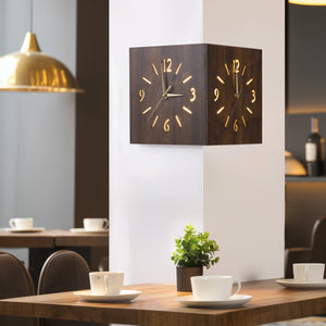 Sounds Activated Backlit Wooden Wall Clock Corner Clock
