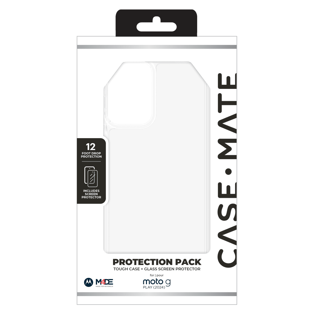 Case-Mate Protection Pack Tough Case and Glass Screen Protector for Motorola Moto G Play (2024 by Case-Mate