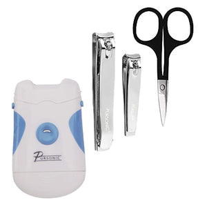 Nail Care Essentials Kit: Premium Nail Clippers, Stainless Steel Scissors, and Portable Electric Nail Trimmer & Filer by Pursonic