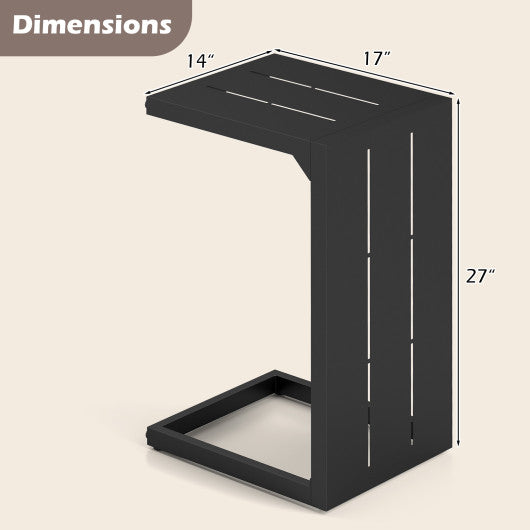 C-Shaped End Table Convertible Coffee Table with Adjustable Foot Pads-Black