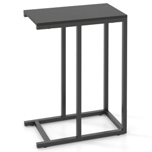 C-shaped End Table Slide Under Couch TV Tray for Coffee Laptop Tablet