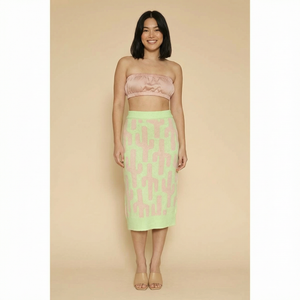 Cactus Knit Midi Skirt | Green Intarsia Cactus Sweater Skirt | Boho Desert Knit Skirt