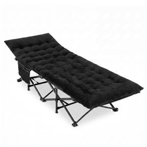 Camping Cot for Adults with Soft Padded Mat and Carrying Bag-Black