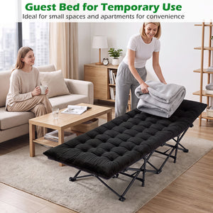 Camping Cot for Adults with Soft Padded Mat and Carrying Bag-Black