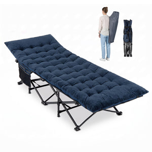 Camping Cot for Adults with Soft Padded Mat and Carrying Bag-Navy