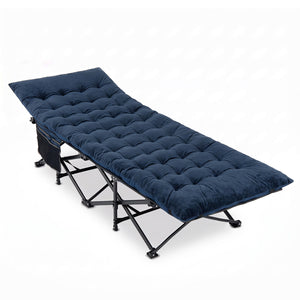 Camping Cot for Adults with Soft Padded Mat and Carrying Bag-Navy