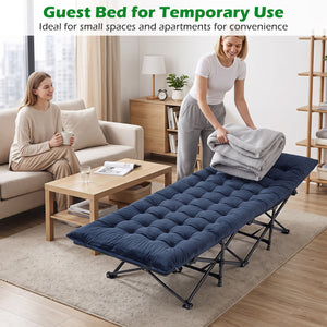 Camping Cot for Adults with Soft Padded Mat and Carrying Bag-Navy
