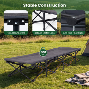 Camping Cot with  Padded Pillow and Storage Pouch for Camping Travel-Gray