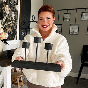 Distressed Black Metal Candle Holder