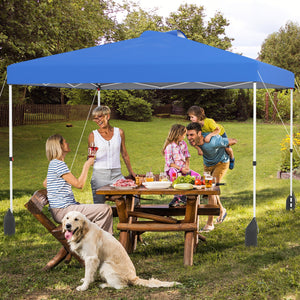 10 X 10 FT Pop up Canopy Tent with 1 Sidewall and Wheeled Bag-Blue by DirectDeals