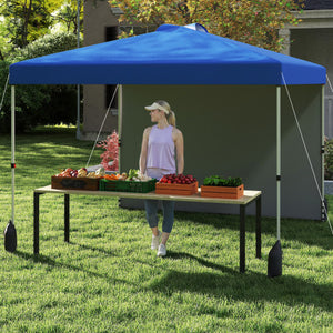 10 X 10 FT Pop up Canopy Tent with 1 Sidewall and Wheeled Bag-Blue