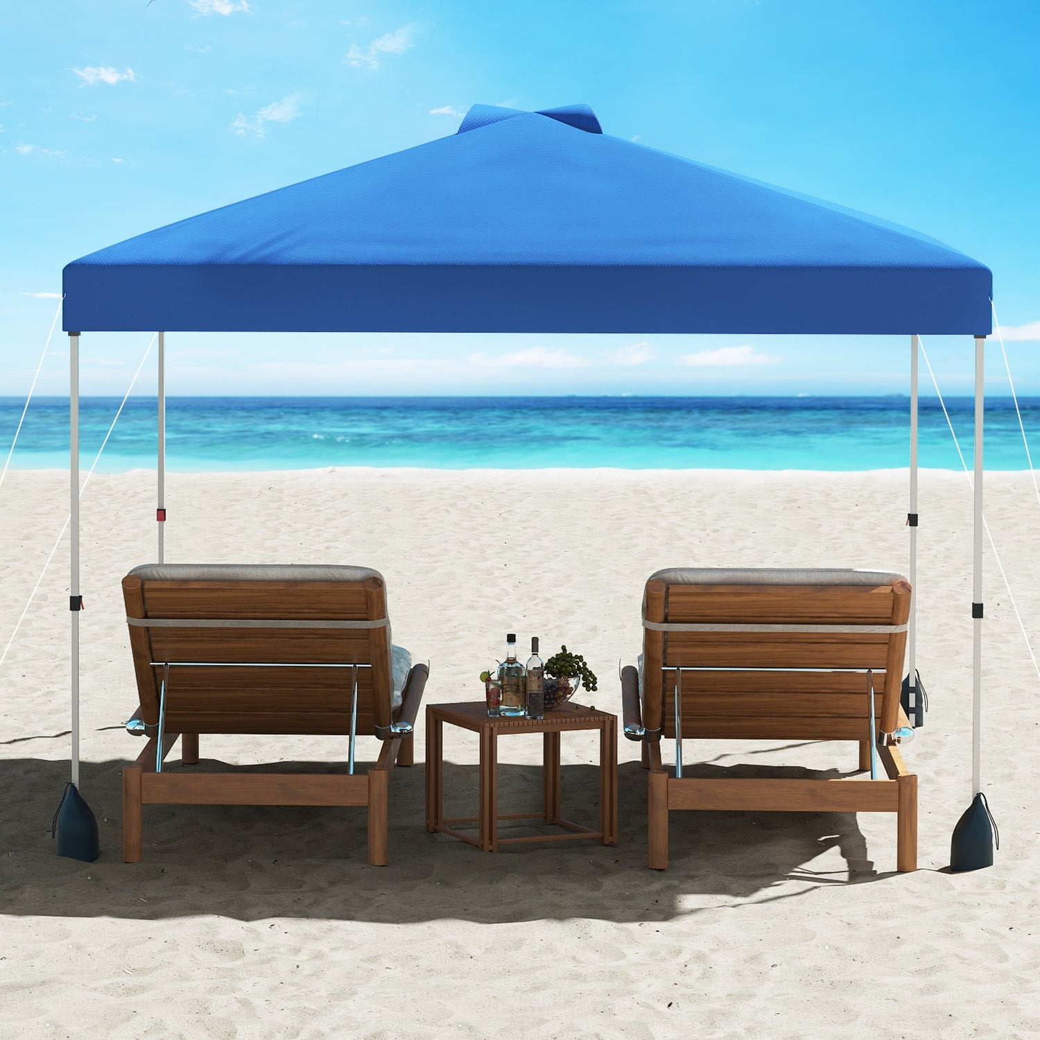 10 X 10 FT Pop up Canopy Tent with 1 Sidewall and Wheeled Bag-Blue by DirectDeals