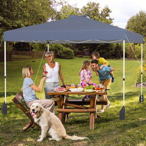 10 X 10 FT Pop up Canopy Tent with 1 Sidewall and Wheeled Bag-Gray