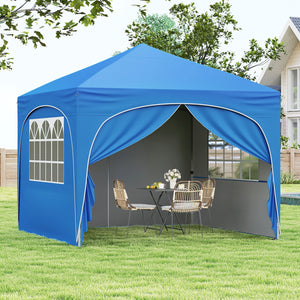 10 X 10 FT Pop up Canopy Tent with 4 Removable Sidewall-Blue by DirectDeals
