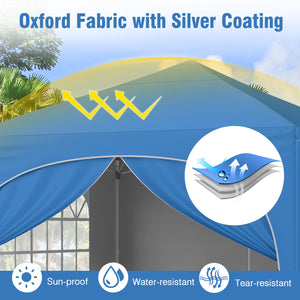10 X 10 FT Pop up Canopy Tent with 4 Removable Sidewall-Blue by DirectDeals