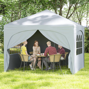 10 X 10 FT Pop up Canopy Tent with 4 Removable Sidewall-White by DirectDeals
