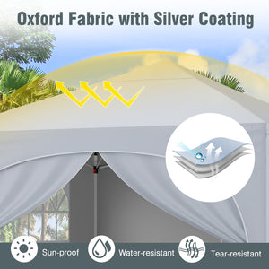 10 X 10 FT Pop up Canopy Tent with 4 Removable Sidewall-White by DirectDeals