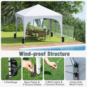 10 X 10 FT Pop up Canopy Tent with 4 Removable Sidewall-White by DirectDeals
