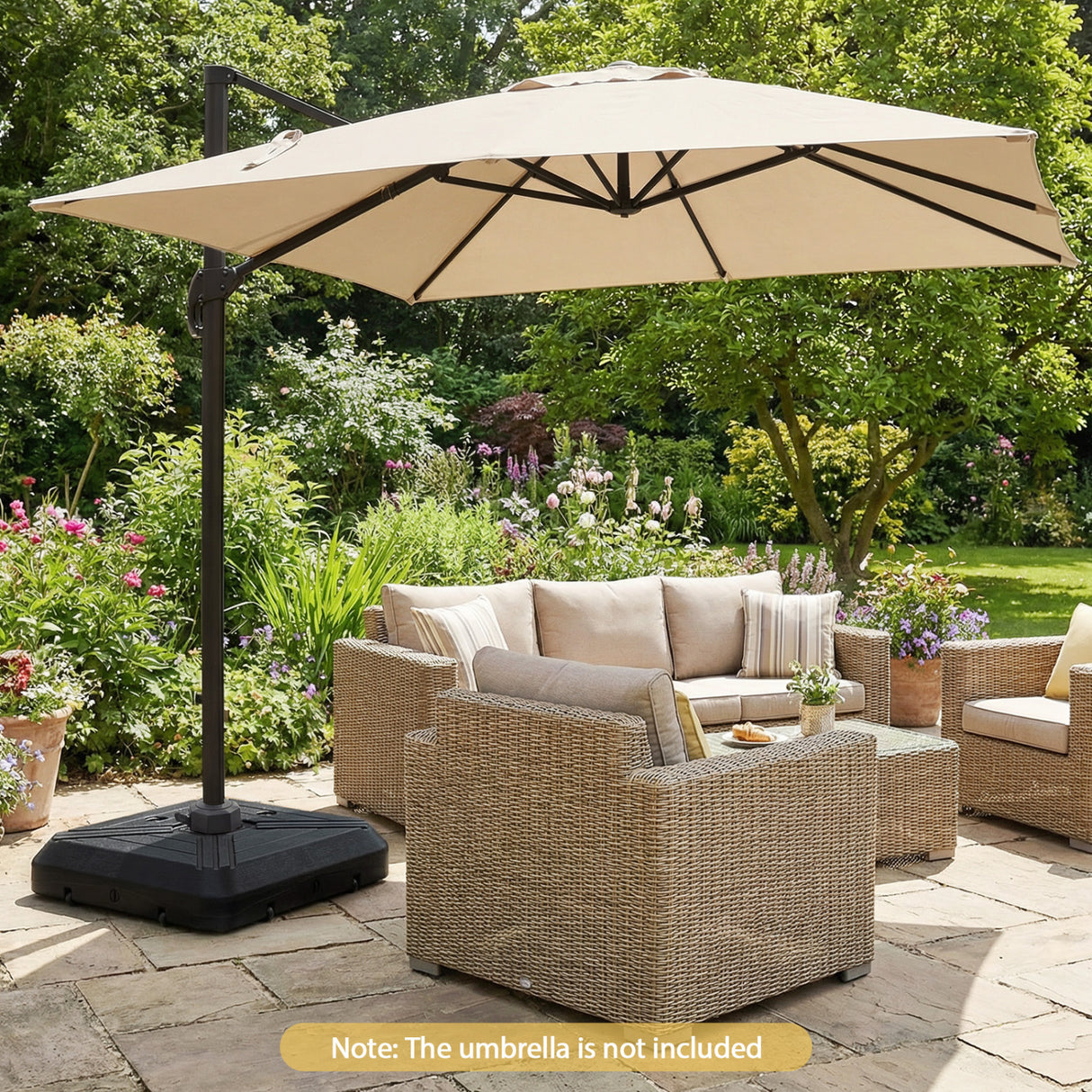 Cantilever Offset Umbrella Base with Wheels for Backyard Poolside