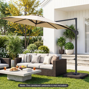 Cantilever Patio Umbrella Base 220 LBS Water and Sand Fillable Weighted Stand-Black