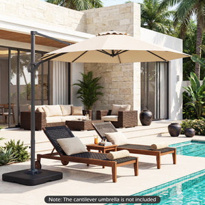Cantilever Patio Umbrella Base 220 LBS Water and Sand Fillable Weighted Stand-Black