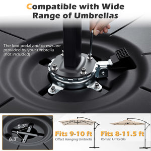 Cantilever Patio Umbrella Base 220 LBS Water and Sand Fillable Weighted Stand-Black