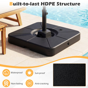Cantilever Patio Umbrella Base 220 LBS Water and Sand Fillable Weighted Stand-Black