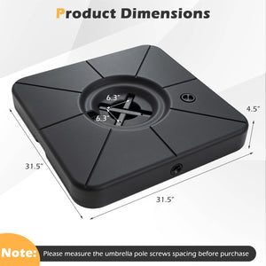 Cantilever Patio Umbrella Base 220 LBS Water and Sand Fillable Weighted Stand-Black