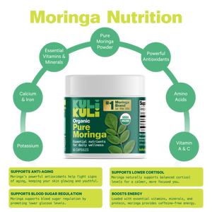 Organic Pure Moringa Powder Capsules (60-Count)