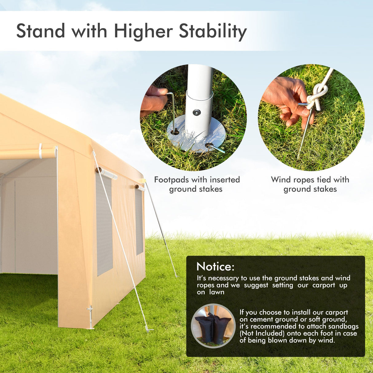 10 x 20 Feet Heavy-Duty Steel Portable Carport Car Canopy Shelter-Yellow by DirectDeals