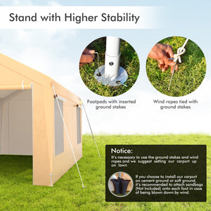 10 x 20 Feet Heavy-Duty Steel Portable Carport Car Canopy Shelter-Yellow by DirectDeals