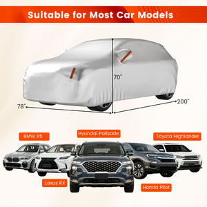 Car Cover for Automobiles 200 Inch Rain Sun UV Protection Fit SUV BMW Honda Lexus Mercedes-Benz