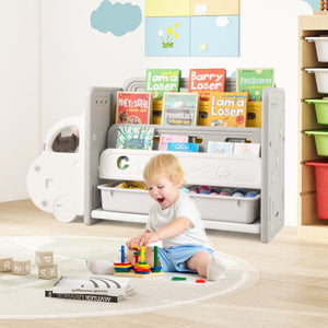 Car Themed Kids Toy Storage and Bookshelf
