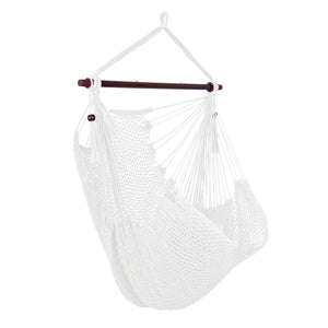 Caribbean Hammock Chair with Metal Spreader Bar Woven Rope Swing-Beige
