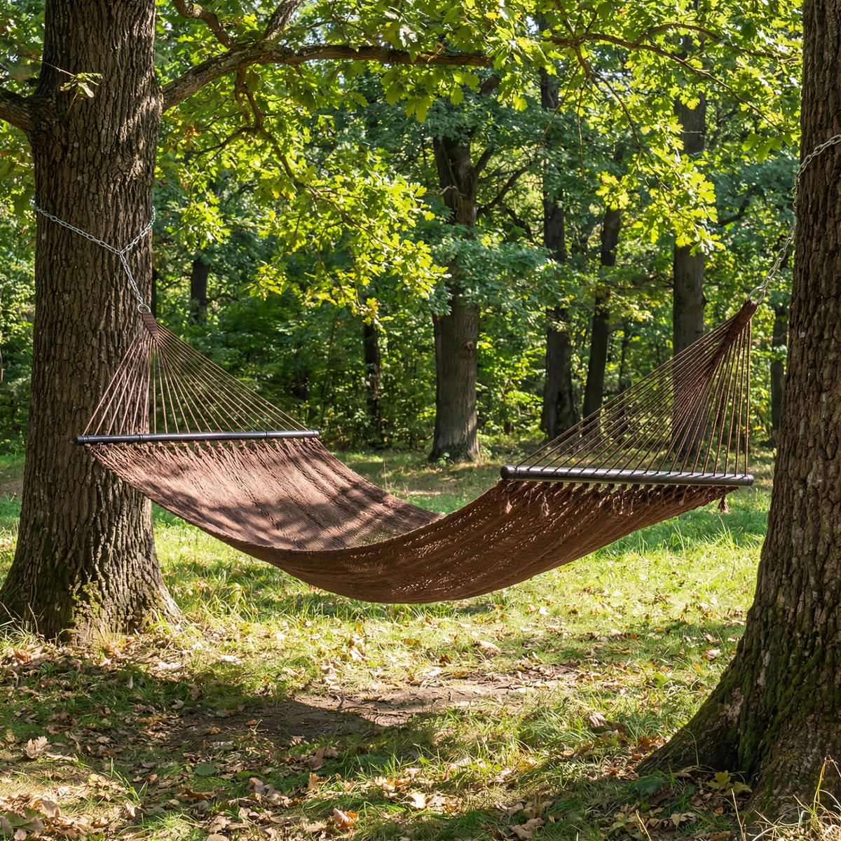 Caribbean Hammock with Spreader Bar for Patio Poolside-Brown