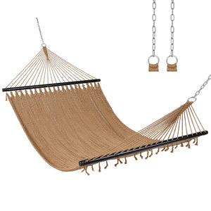 Caribbean Hammock with Spreader Bar for Patio Poolside-Khaki