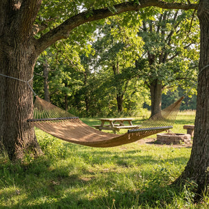 Caribbean Hammock with Spreader Bar for Patio Poolside-Khaki
