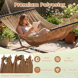 Caribbean Hammock with Spreader Bar for Patio Poolside-Khaki