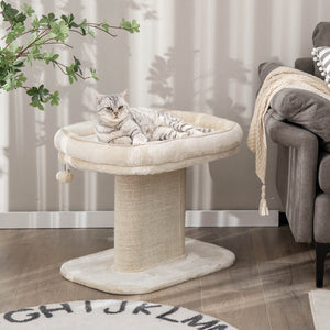 Modern Cat Tree Tower with Plush Perch and Sisal Scratching Plate-Beige