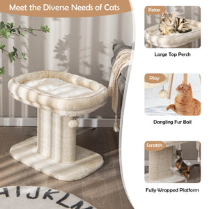 Modern Cat Tree Tower with Plush Perch and Sisal Scratching Plate-Beige