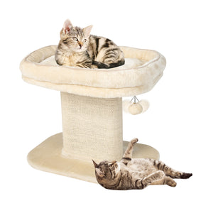Modern Cat Tree Tower with Plush Perch and Sisal Scratching Plate-Beige