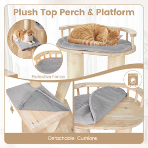 Cat Tree for Indoor Kittens  with Top Perch Condo Space and 3 Hanging Feather Toys-Gray