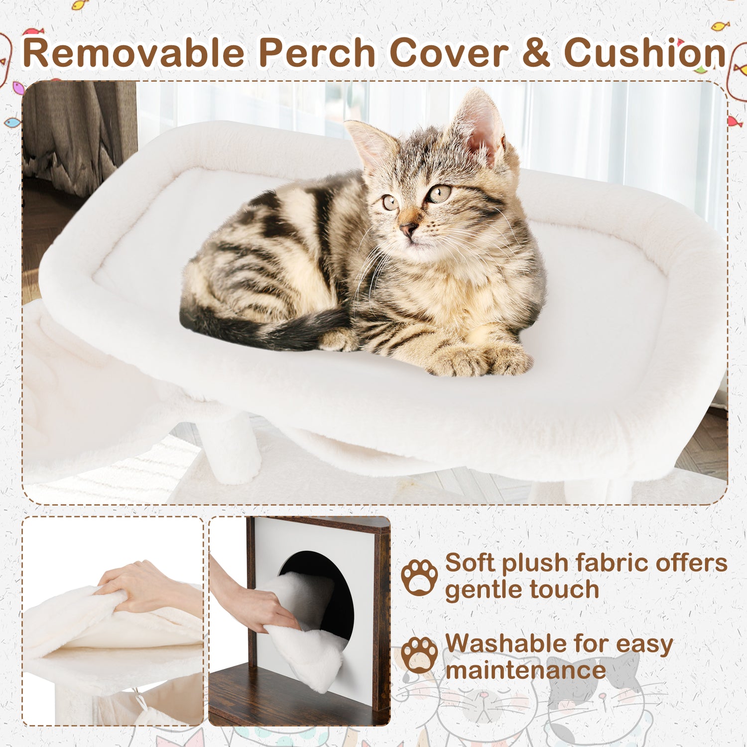 Cat Tree with Litter Box Enclosure for Indoor Cats-Rustic Brown