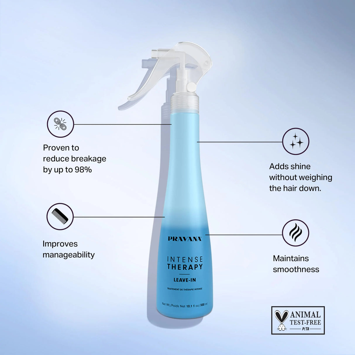 PRAVANA Intense Therapy Leave-In Conditioner Spray Treatment & Detangler | Instantly Detangles & Hydrates | Equalizes Hair Porosity | For All Hair Types | Strengthens & Softens Hair 10.1 Fl Oz (Pack of 1)