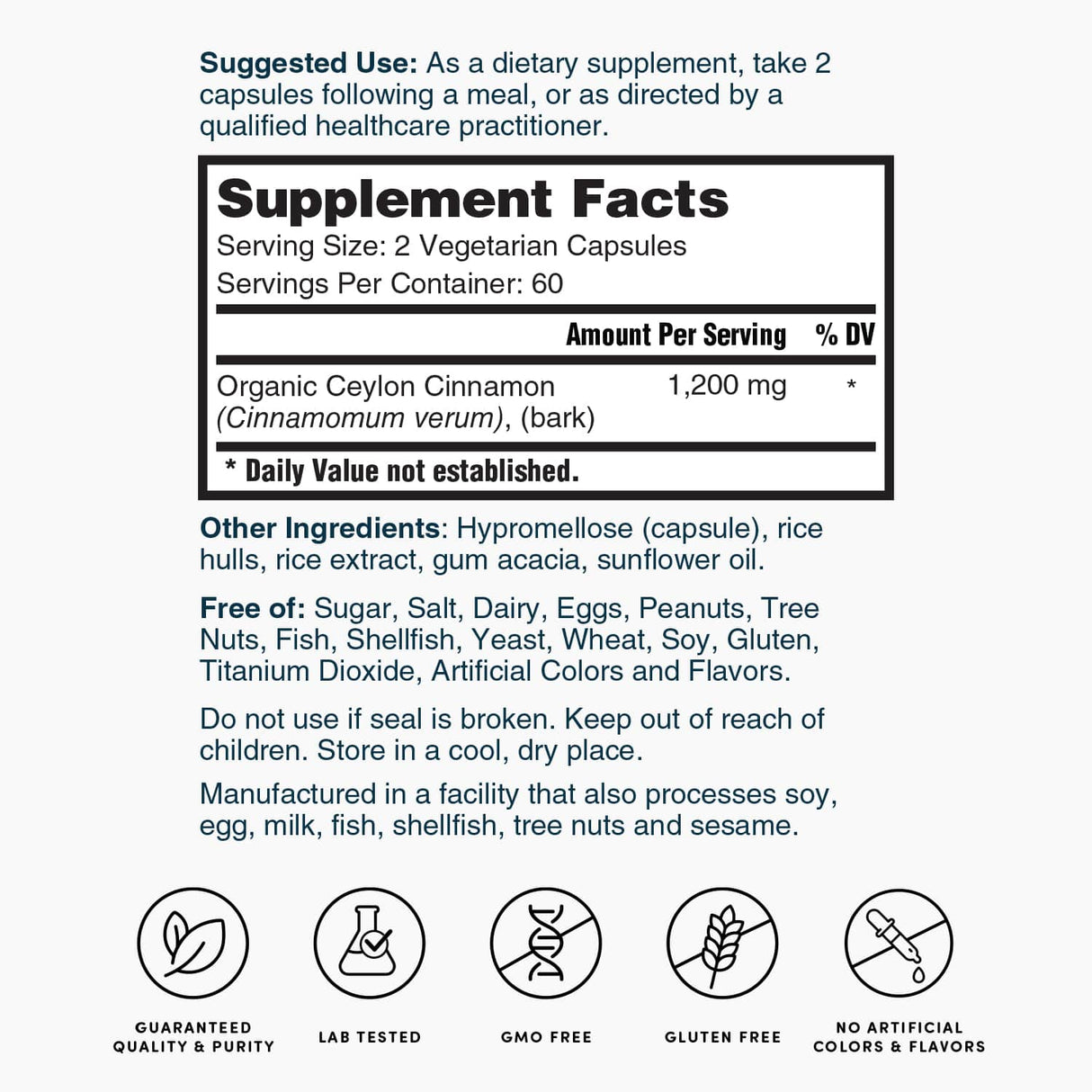 Nature's Lab Ceylon Cinnamon 1,200 mg - 120 Capsules
