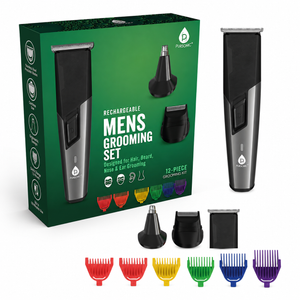 Rechargeable Men's Grooming Set - Complete Hair, Beard, Nose, and Ear Grooming Kit