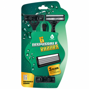 6 Disposable Razors – 3-Blade Shaving Surface Technology