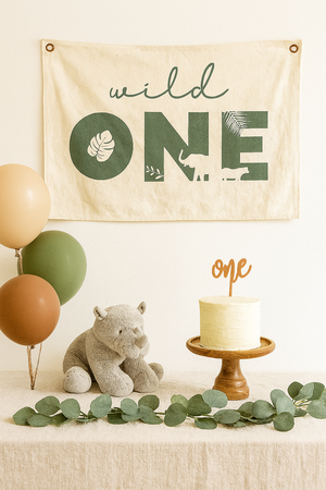 Wild One First Birthday Canvas Banner - Jungle Theme