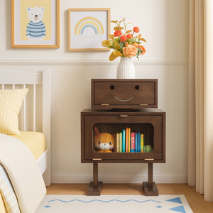 27" Retro Wooden Robot Storage Cabinet