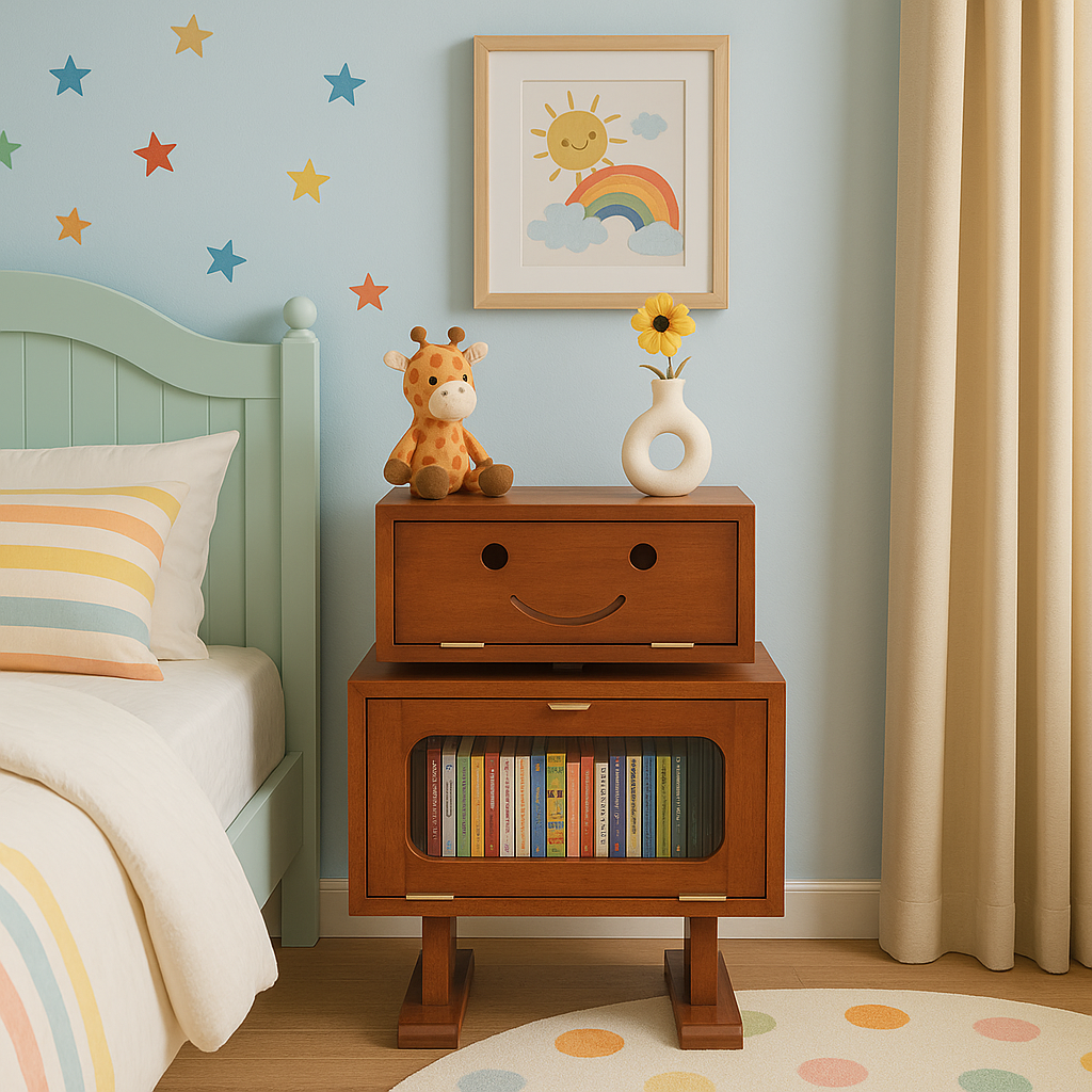 27" Retro Wooden Robot Storage Cabinet